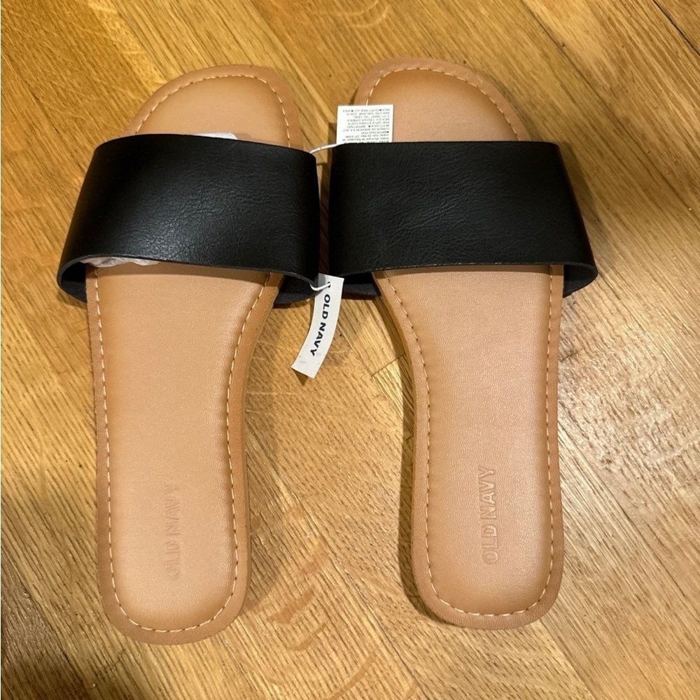 Old Navy Black Slide Sandals